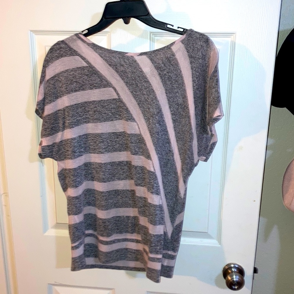 CATO Pink & Gray striped blouse - Medium